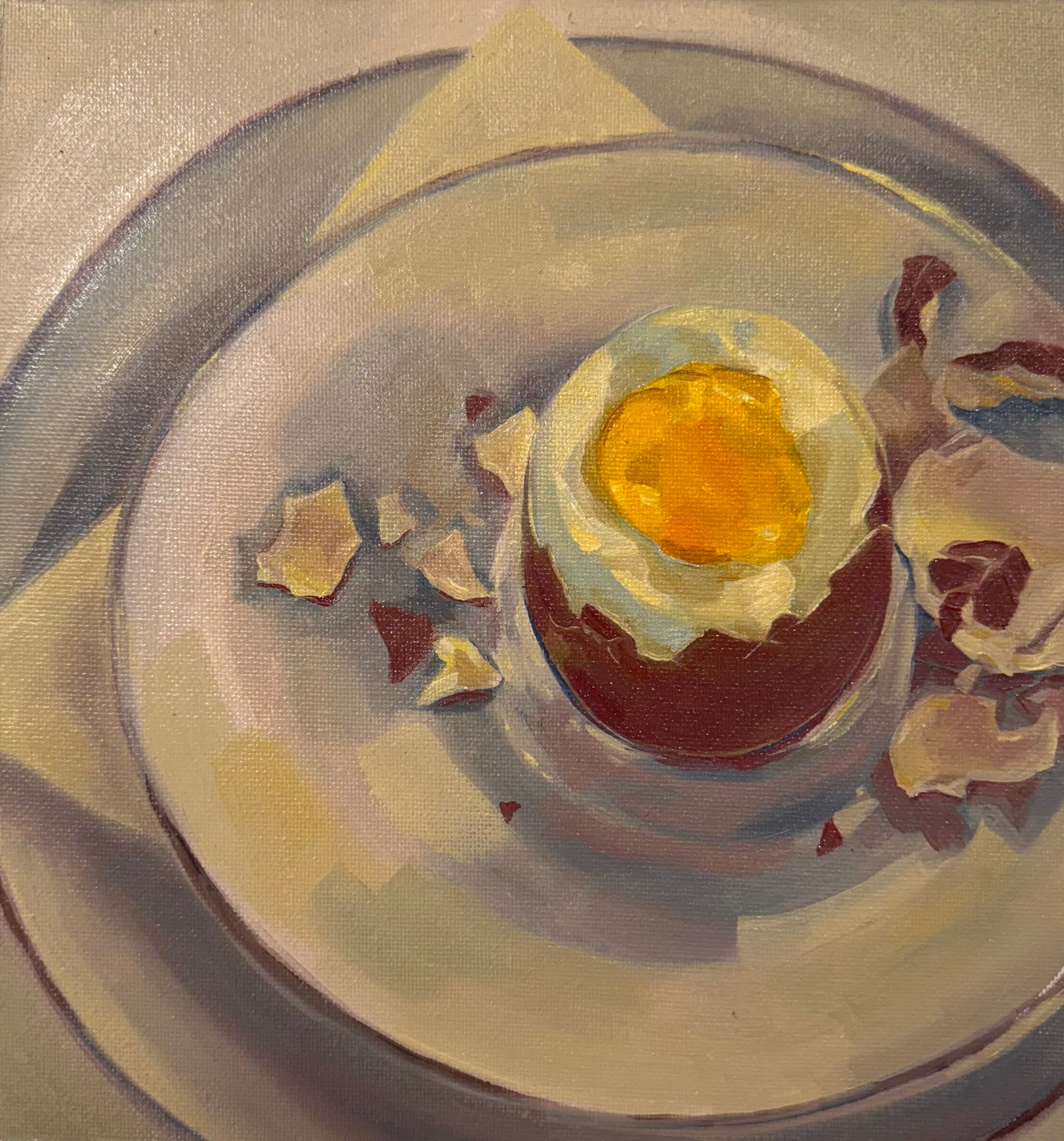 Breakfast, oil on canvas by Allegra.