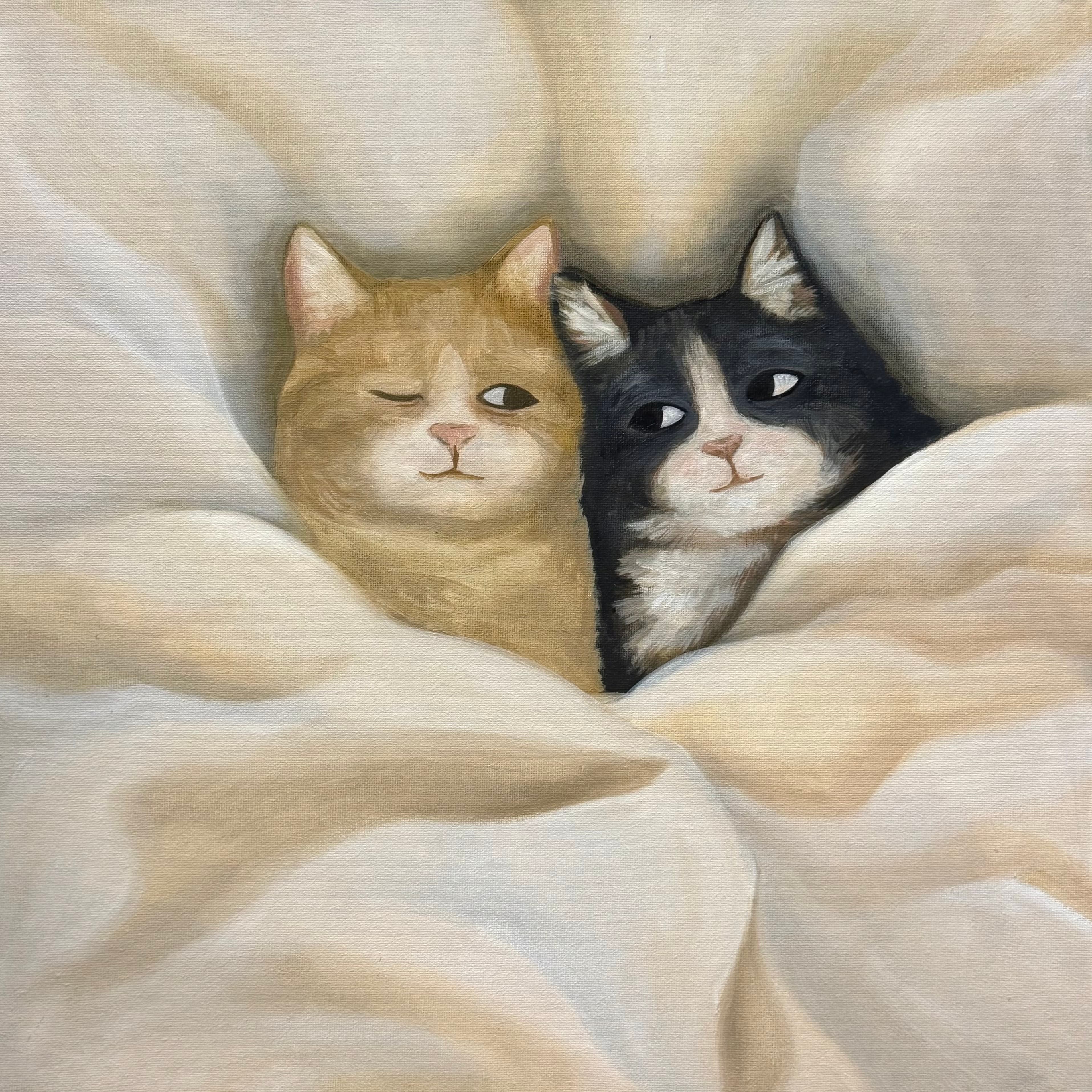 Meow, oil on canvas by Allegra.